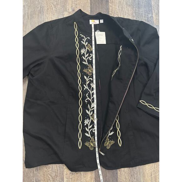 Quacker Factory Embroidered Black Jacket w/Gold & Silver - Picture 5 of 7